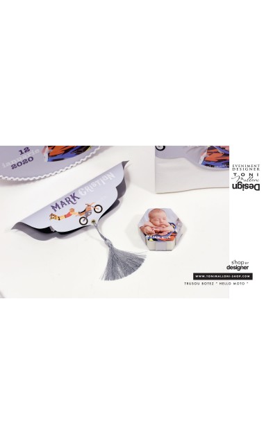 Trusou de botez pentru baieti brodat cu motociclete, Micul motociclist 8